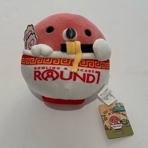 Takashoji Round1 Exclusive Mini Flamingo in Ramen Bowl Plush NWT 8”x7”